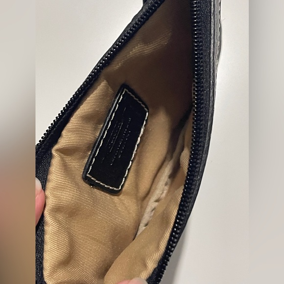 Coach Wristlet Pouch with Signature Pattern in Black - Picture 6 of 6